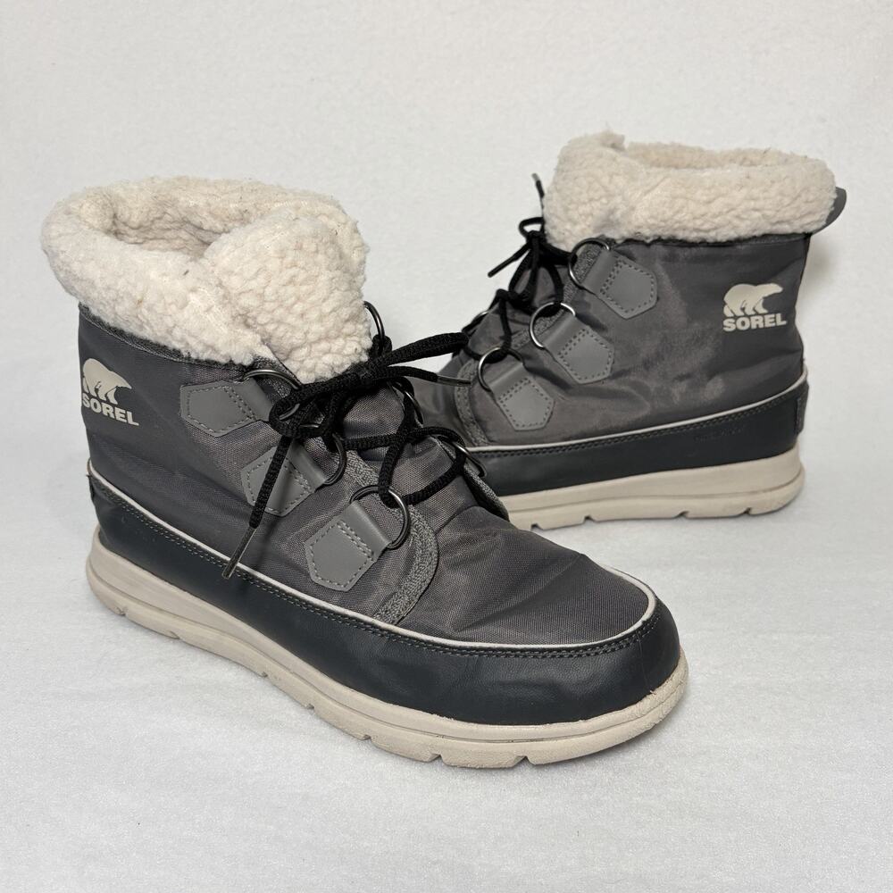 Sorel Explorer Carnival Winter Snow Boots Woman’s Size 8 Grey Waterproof Lace Up